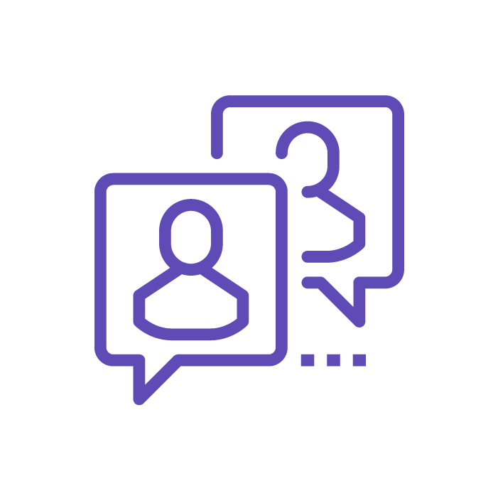 Icon mit Sprechblasen und Profilen als Symbol für Social Media Design Wels