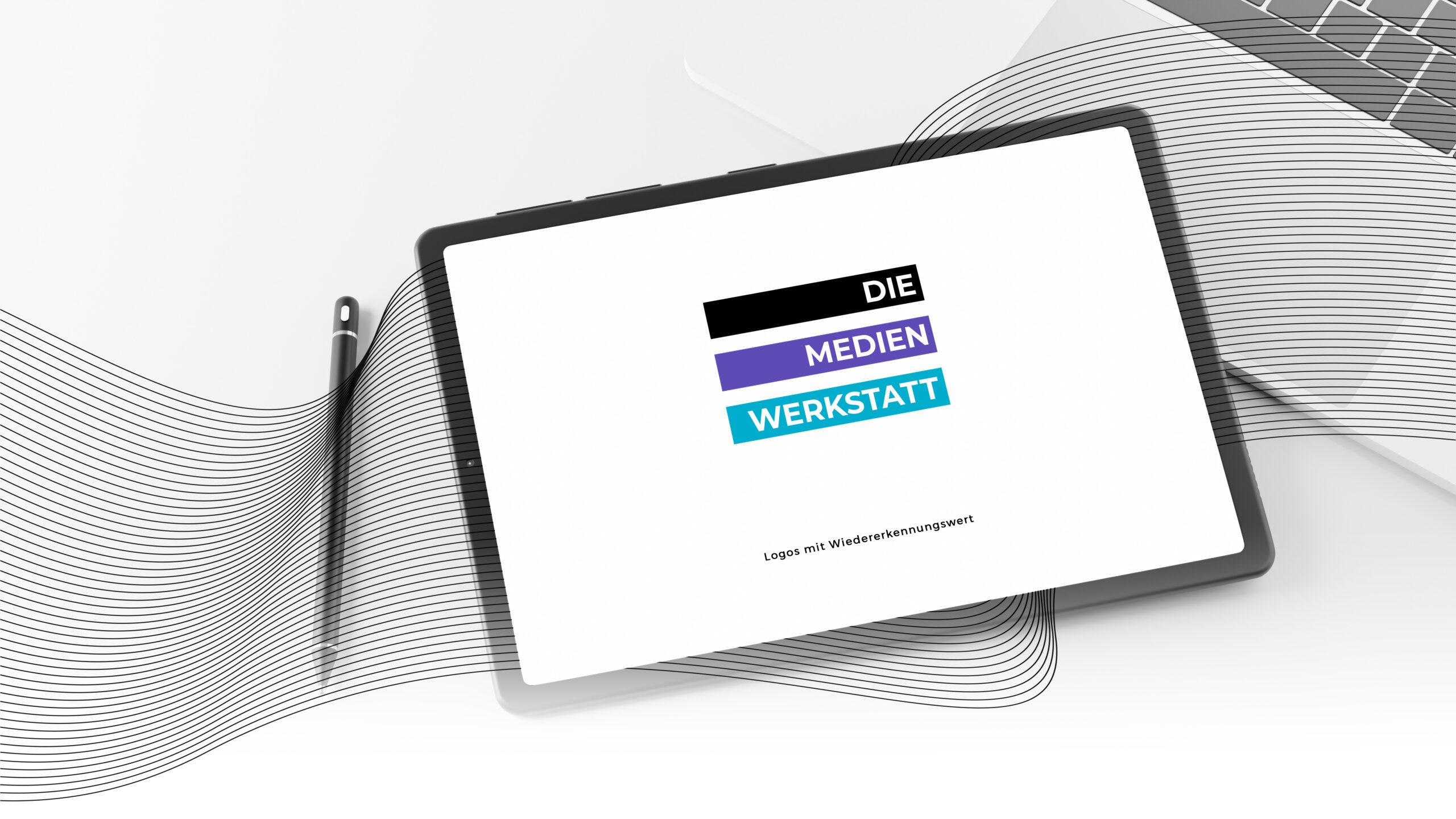 Tablet Mockup mit Die Medienwerkstatt Logo – Webdesign Wels